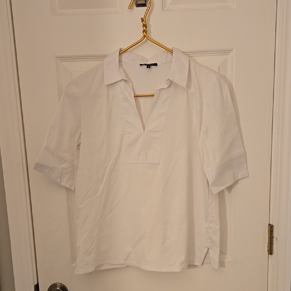 Lafayette 148 New York White Blouse with Short Sleeves